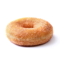 assorted delicious homemade doughnuts in the glaze, colorful sprinkles and nuts isolated on white...