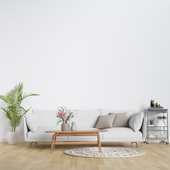 Interior Living Room Wall Background Mockup with Furniture and Decoration - 3d rendering, 3d illustration