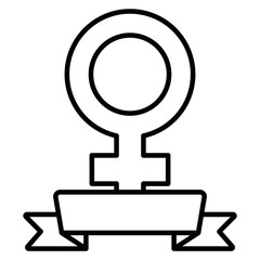 female gender symbol with ribbon pop art style