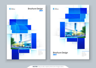 Brochure template layout design. Corporate business annual report, catalog, magazine, flyer mockup. Creative modern bright concept with square shapes