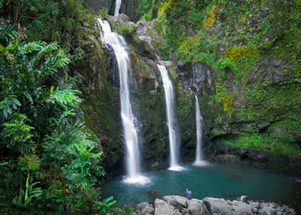 Fototapeta na wymiar Maui Tropical Waterfall