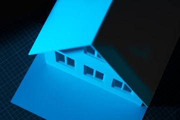 View of the layout of the house from above. Construction and finishing works. Sale of cottages. Building design. Individual housing construction. Architectural studio