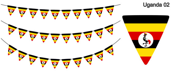 ウガンダの国旗のガーラーンド　ベクターデータ（bunting garland）