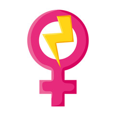 Obraz premium female gender symbol with thunder ray pop art style