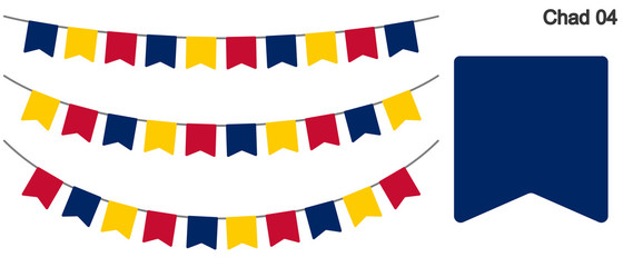 チャドの国旗のガーラーンド　ベクターデータ（bunting garland）