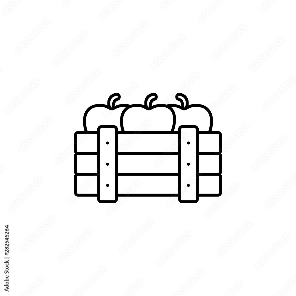Poster apple, basket icon. simple thin line, outline vector of autumn icons for ui and ux, website or mobil