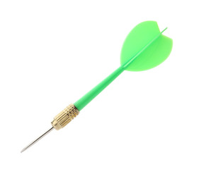 Single sharp green dart isolated on white