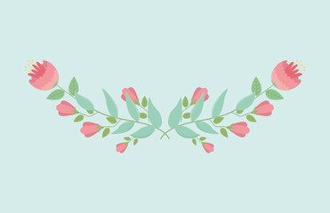 roses flowers and leafs wreath decoration