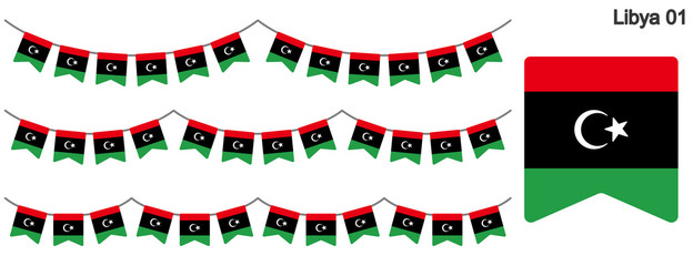 Fototapeta na wymiar リビアの国旗のガーラーンド　ベクターデータ（bunting garland）