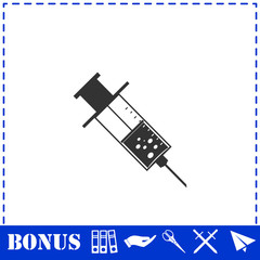 Syringe icon flat