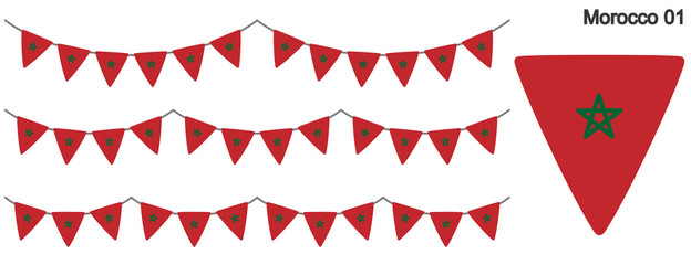 Obraz premium モロッコの国旗のガーラーンド ベクターデータ（bunting garland）