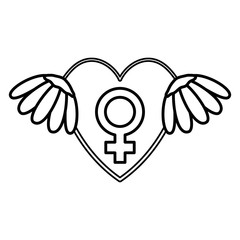 heart love with female gender symbol pop art style