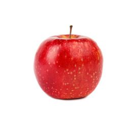 Ripe juicy red apple on white background