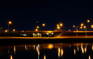 Light trails on the freeway Saskatoon Saskatchewan Canada