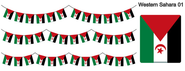 Fototapeta premium 西サハラの国旗のガーラーンド ベクターデータ（bunting garland）