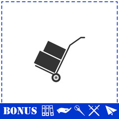 Handcart icon flat
