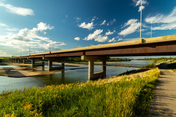 Traffic bridge over the South Saskatchewan River Saskatoon Saskatchewan Canada