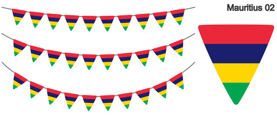 モーリシャスの国旗のガーラーンド　ベクターデータ（bunting garland）