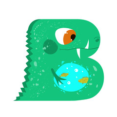 Funny monster letter B, english alphabet vector element isolated on a white background