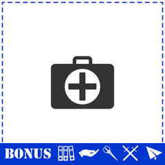 First aid kit icon flat