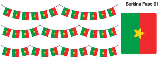 ブルキナファソの国旗のガーラーンド　ベクターデータ（bunting garland）