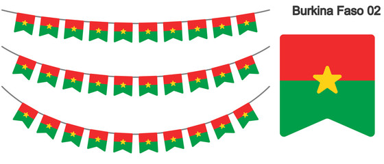 ブルキナファソの国旗のガーラーンド　ベクターデータ（bunting garland）