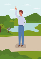 young and casual man in the camp character