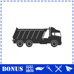 Tipper truck icon flat