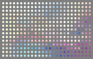 Iridescent halftone mosaic dots pattern on grey background.