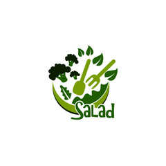 Organic Salad Logo Design Stock Vector