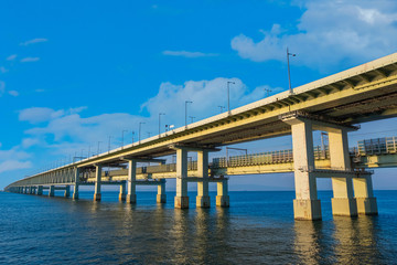 Fototapeta na wymiar Sky Gate Bridge R connects Kansai International Airport in Osaka, Japan