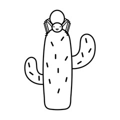 exotic cactu with little spider kawaii character