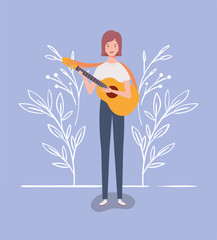 woman playing acoustic guitar character