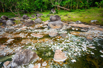 Hot water flowing in Chae Son hot spring