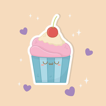 sweet cupcake food kawaii character