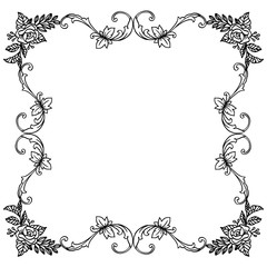 Decoration card, with motif for border of leaves flower frame. Vector