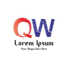 Design of alphabet letter QW with wavy lines stripe as a logo for a company or business