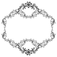 Design elegant of card, with texture black and white leaves flower frame. Vector