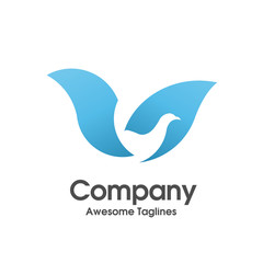 creative simple Bird blue color logo template vector design