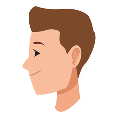 Young man face head profile cartoon