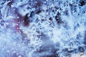The texture of the ice. The frozen water.Winter background 