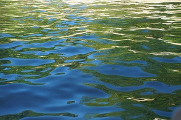 glare on the water,  blue water