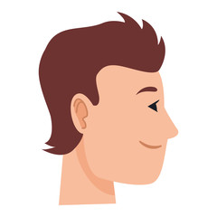 Young man face head profile cartoon