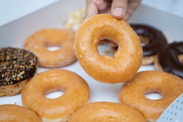 close up sugar coating doughnut