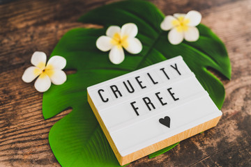cruelty free message on lightbox vegan products and ethics