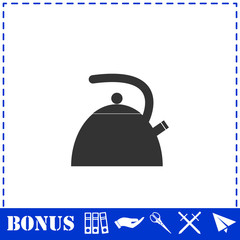 Teapot kettle icon flat