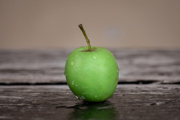 Close up isolated juicy green apple.