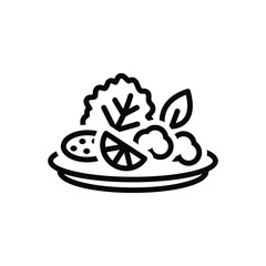 Black line icon for salad 