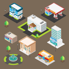 Isometric Building Icon Set