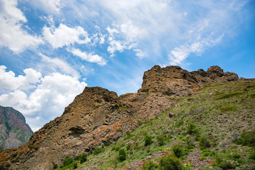 View of beautiful mountains in northern caucasus on sunny day
